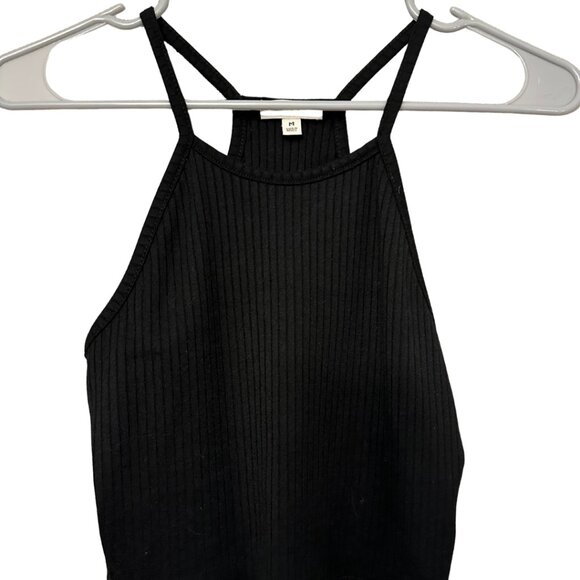 ☀️ Earthbound Black Ribbed Cropped Tank - Picture 1 of 3